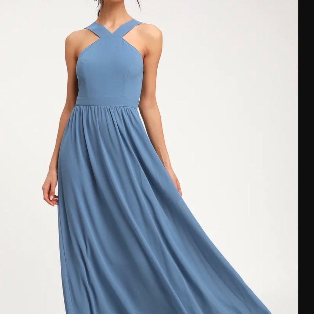Lulu's maxi dress slate blue size s